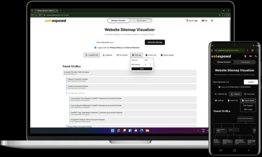 WebExposed Website Sitemap Visualizer